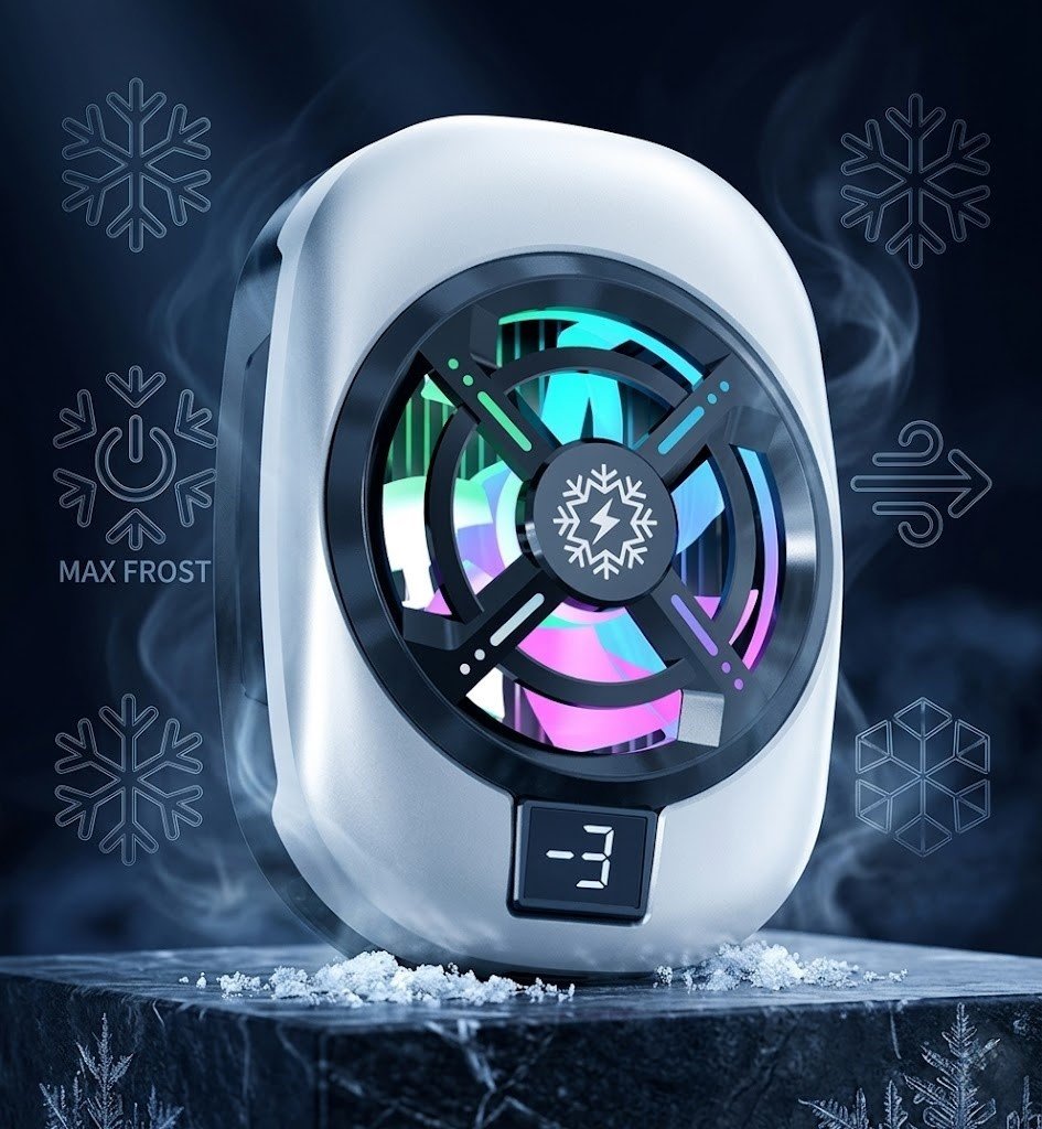 TL16 Phone Freezing Fan attached to smartphone